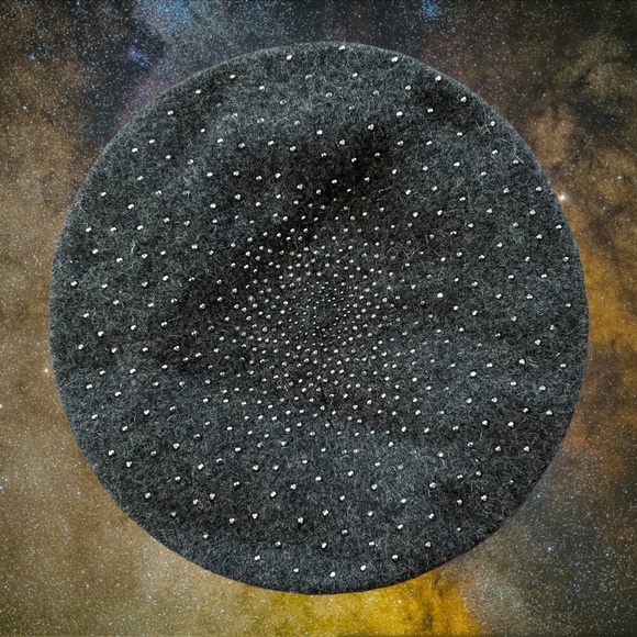 Picabo Black Accessories - NWOT Wool Beret with Crystals